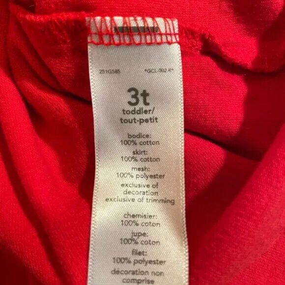 Carter's Girls 3T Red Holiday Dress Sparkly Tulle Mesh Skirt Long Sleeves - Picture 9 of 11